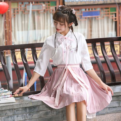 新款夏季汉服女日常改良女装夏装短裙短袖女古风表演服套装中国风
