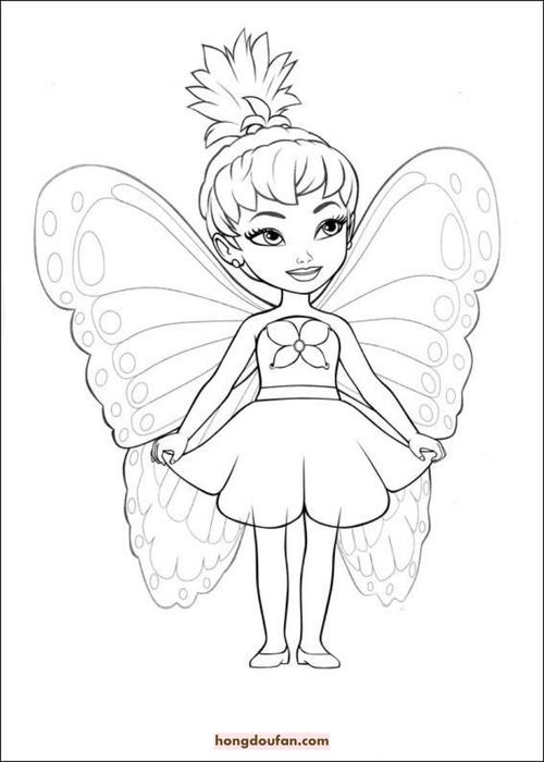 6张带翅膀的蝴蝶公主涂色图片免费下载