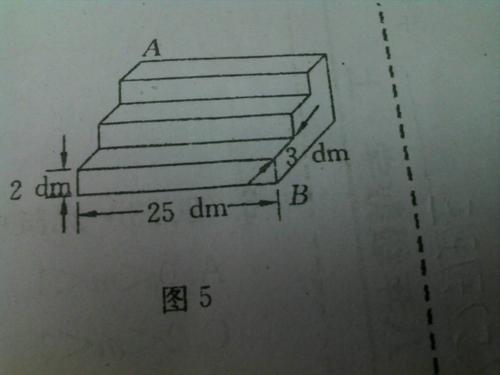 图5是一个三级台阶十一天,每级台阶长,宽,高分别为25分米,3分米,2分米