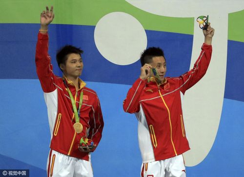 21/25 2016里约奥运会男子双人10米跳台颁奖仪式:林跃,陈艾森摘金.