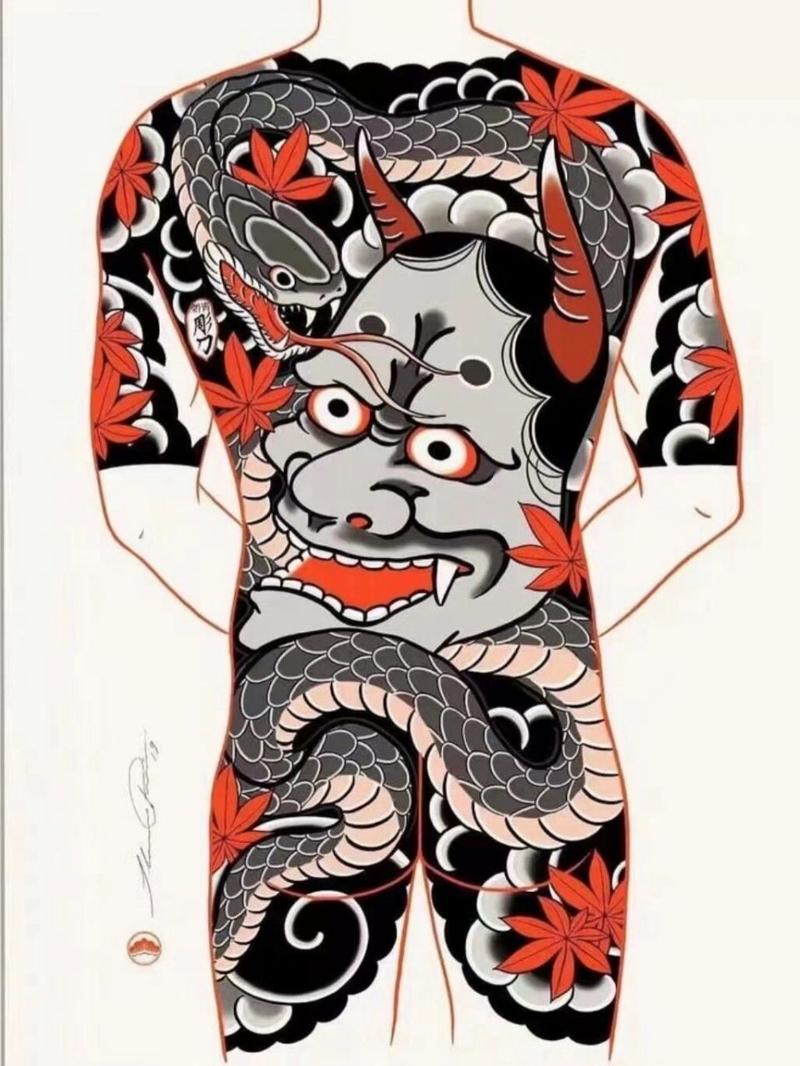 9张日式满背纹身手稿|传统满背 满背专属人员集合,适合喜欢日式传统的