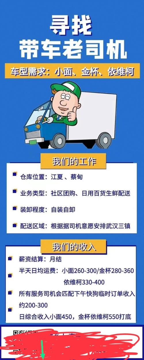 武汉市内招聘自带面包车的司机送货