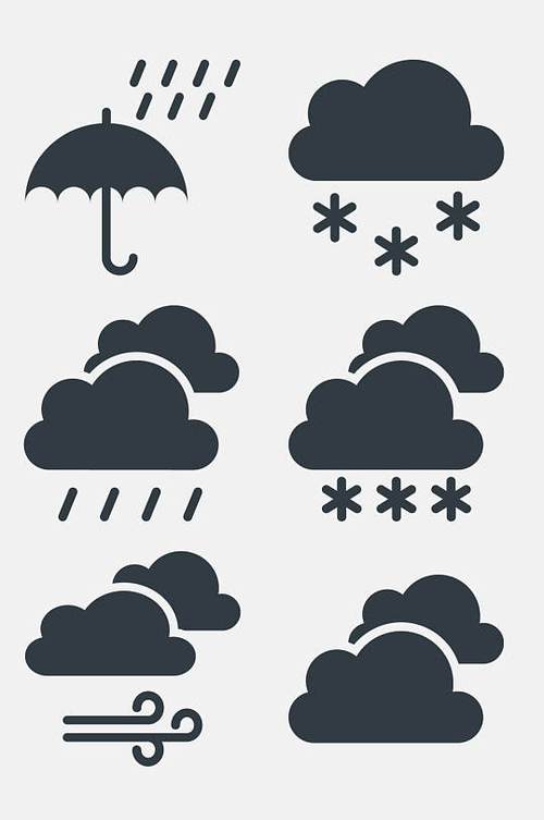 下雨雨伞天气气象图标免抠素材
