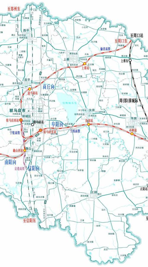 关联豫东豫中南豫中的驻马店铁路规划布局图