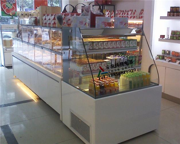定做开放式蛋糕柜敞开式饮料酸奶冷藏柜立式弧形展示柜