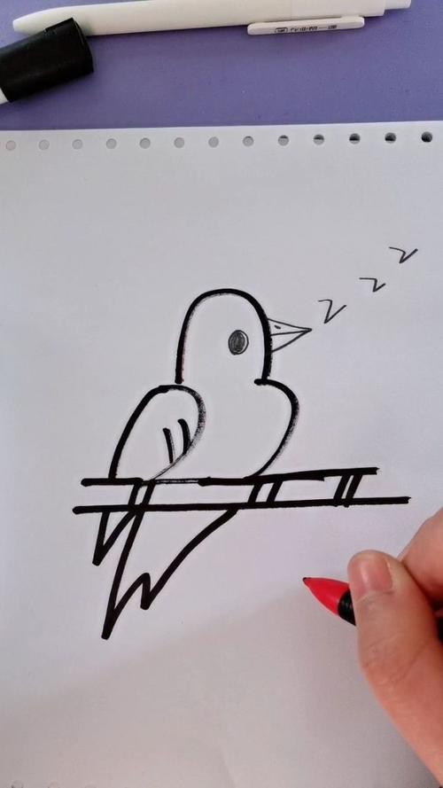 两个数字2画出一只在枝头唱歌的小鸟