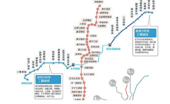 成都地铁三号线线路图