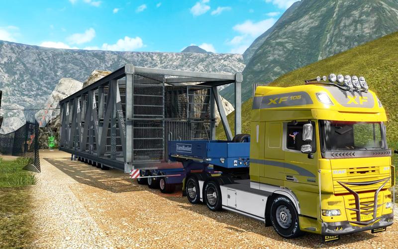 【 欧洲卡车模拟2】特种运输 运送55吨超宽超重货物上山