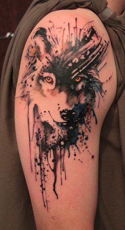 wolftattoo肩部狼头纹身图片