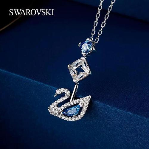 官方正品 swarovski施华洛世奇 周年纪念款女项链 蓝钻天鹅项链 y型