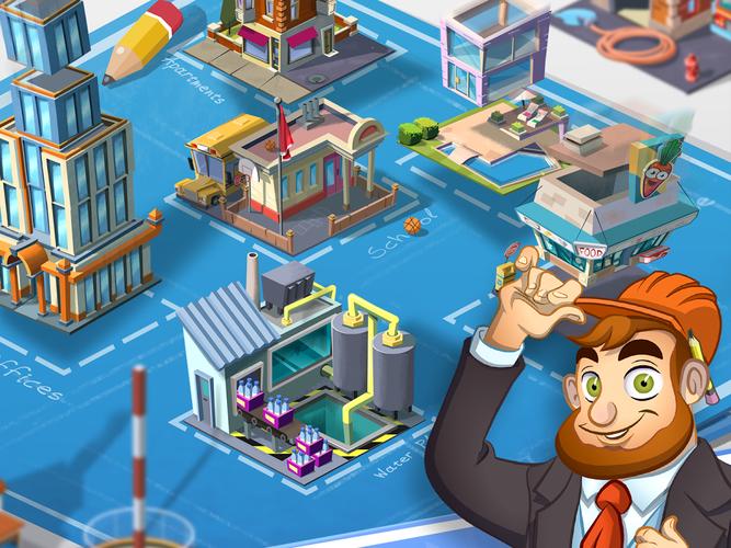 在这个游戏中你可以在手机或平板上盖咖啡馆,房舍,快餐店,银行,别墅和
