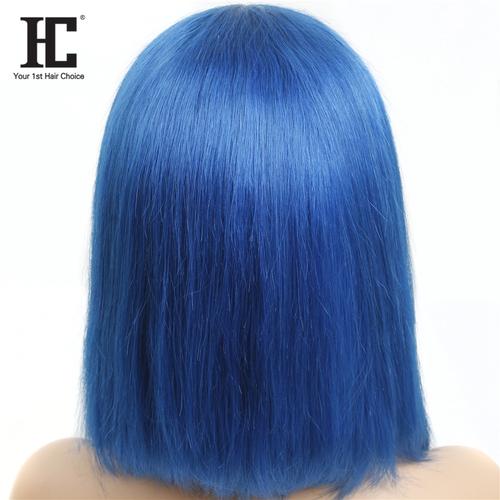 新到货独家销售纯天蓝色鲍勃蕾丝前假发 100% 人的头发