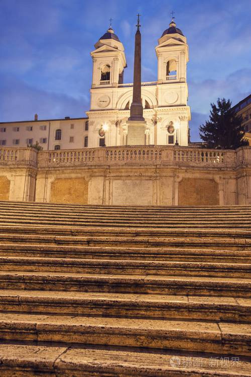 西班牙台阶和特里尼塔迪蒙蒂教堂在罗马意大利罗马拉齐奥