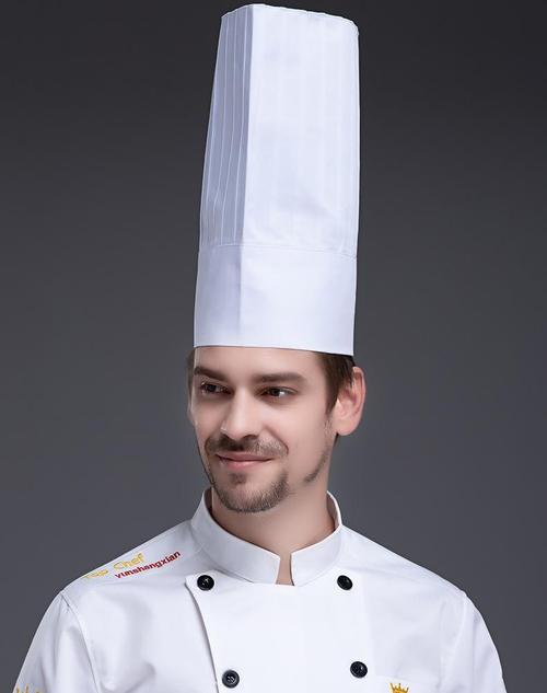 大厨帽厨师工作帽高顶布帽酒店餐饮烘焙师透气可清洗防油烟帽子白色高