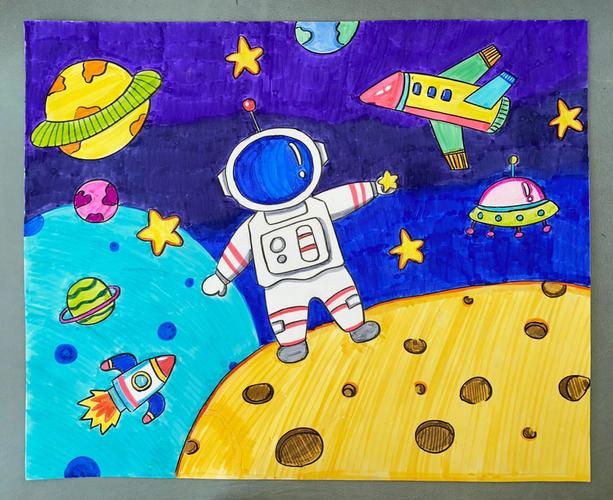 太空宇宙  星球 宇航员#简笔画  #儿童画  #简笔画教程  #儿童简笔画