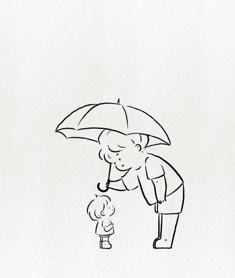 父亲节简笔画教程:一个为你遮风挡雨的男人 记得分点时间时间给他喔
