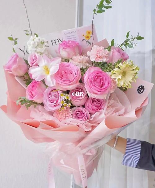 母亲节花束郁金香混合粉色花束送妈妈的花