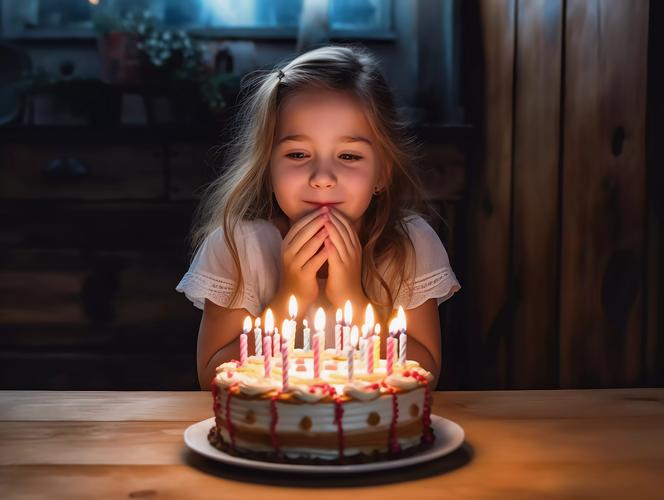 小女孩许愿生日庆祝祝福生日快乐生日蛋糕happy birthday小女孩吹蜡烛