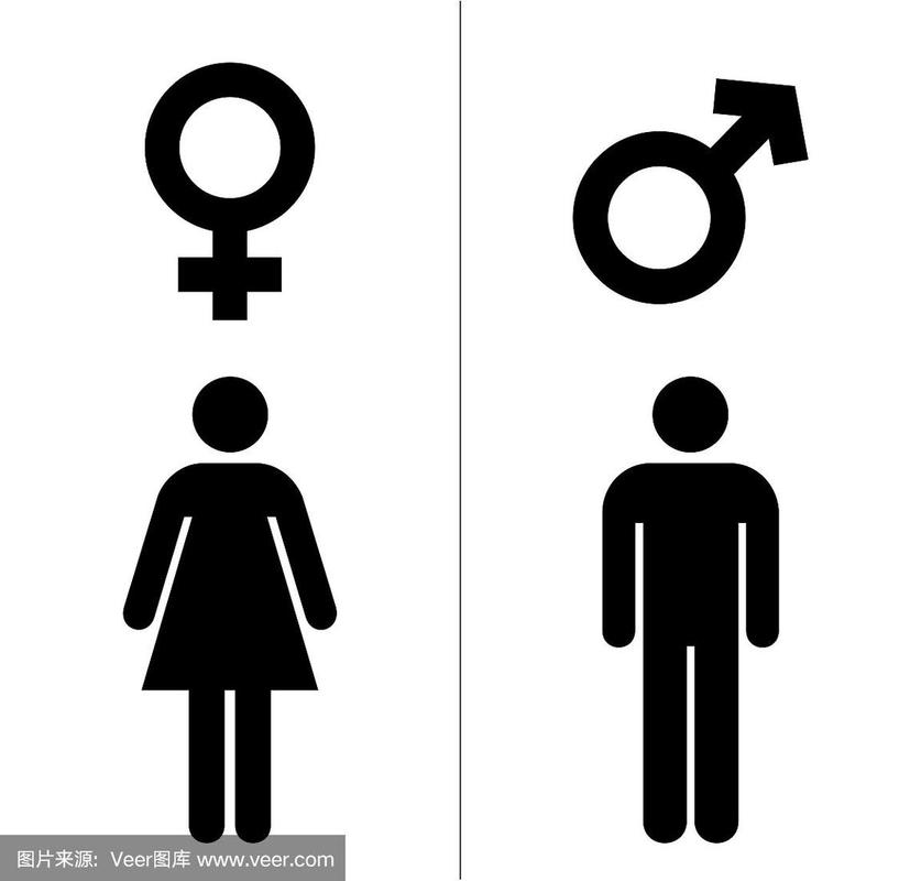 男性和女性图标与黑色颜色.性别符号矢量插图.
