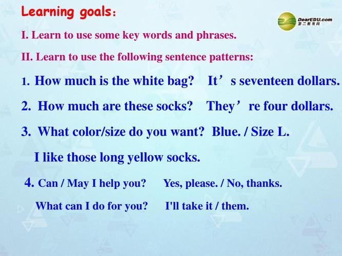ii. learn to use the following sentence patterns: 1.