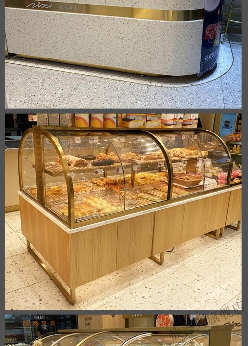 面包柜面包展示柜弧形镀钛不锈钢中岛柜蛋糕烘焙店定制商用面包架主图