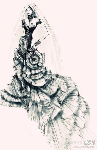 米兰婚纱设计素描手稿