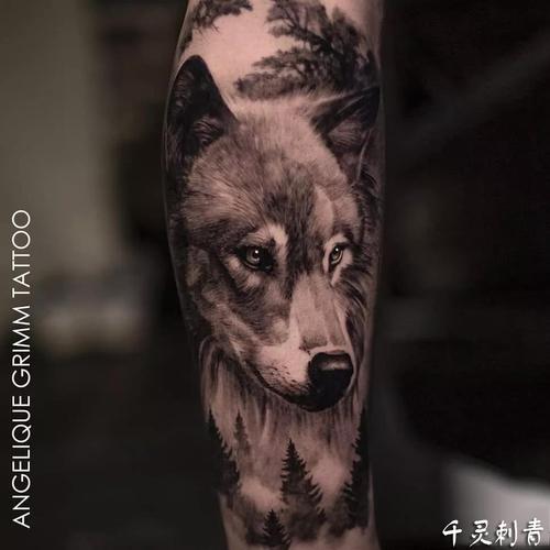 动物写实小臂狼纹身