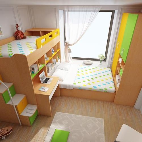 2,见缝插针 说了你可能不信,这个儿童房空间也就5,6平方大小,两张床