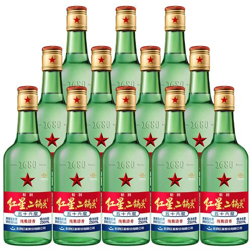 红星二锅头北京产 56度绿瓶 纯粮酿造清香型高度口粮白酒 56度 250ml