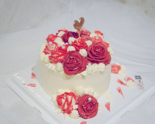 女神浪漫红色玫瑰花蛋糕图片为6寸效果