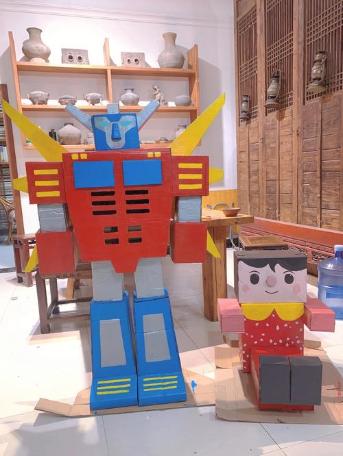幼儿园环保手工制作纸箱改造机器人06