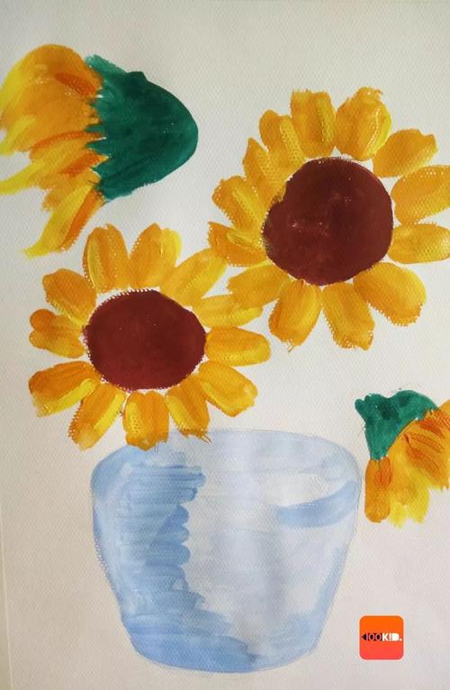 儿童水粉画教程丨明媚的向日葵 - 美篇