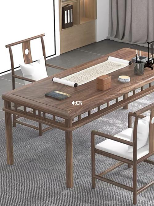新中式禅意实木书桌原木办公桌