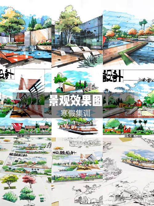 重庆交通大学风景园林考研景观手绘效果图
