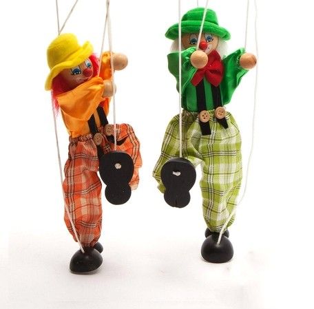 小丑拉线皮影人提线木偶亲子玩具儿童表演怀旧玩具木制益智玩具