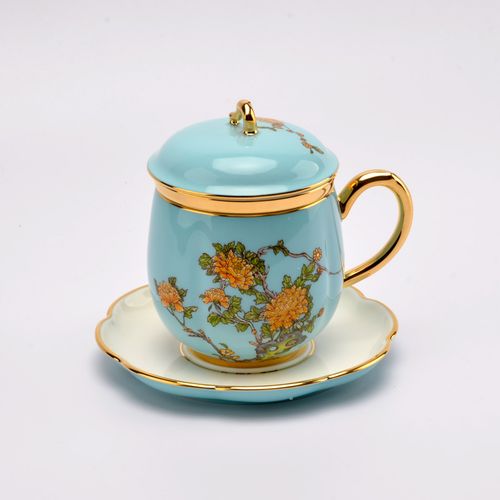 g20夫人瓷国永丰源陶瓷正品280ml4件套茶杯带盖杯子套装