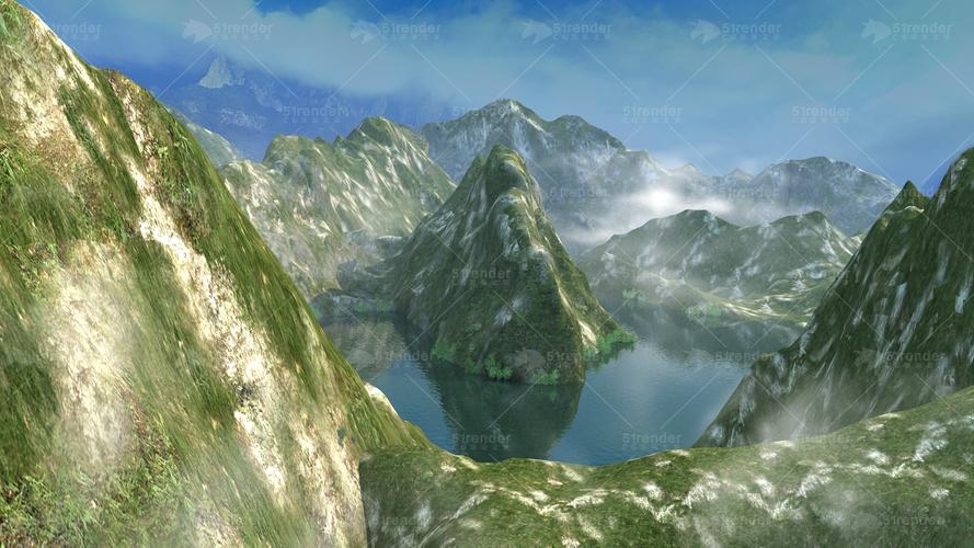 三峡河流峡谷 自然场景 影视级场景 山脉 3d模型下载