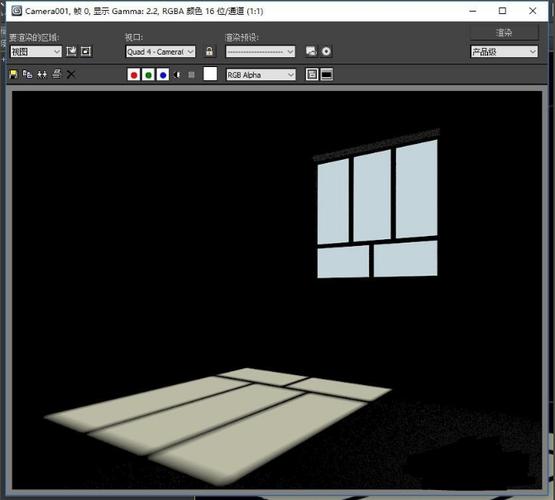 3dmax目标平行光模型太阳光透过窗户射入室内的制作方法