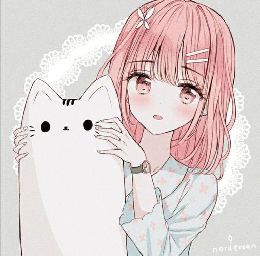 抱着猫侧面的女生头像动漫白猫