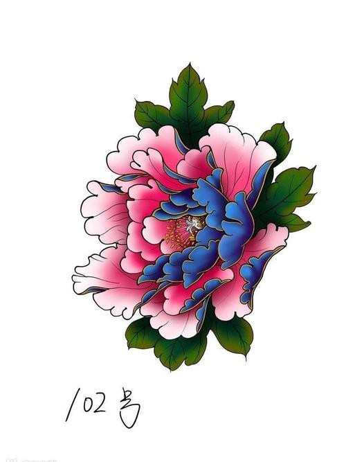 传统牡丹练习_纹身图案手稿图片_吕越的纹身作品集