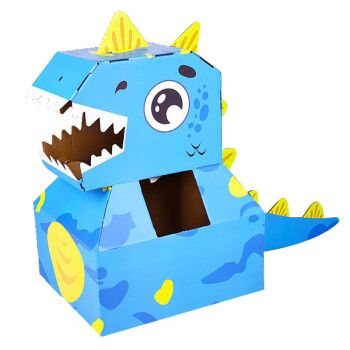 华诗孟儿童diy手工纸箱恐龙模型纸壳制作玩具霸王龙可穿戴纸盒纸箱