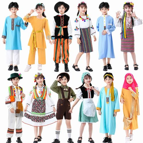 儿童男女异国风情舞台走秀表演服装哈萨克斯坦文莱埃及波兰演出服