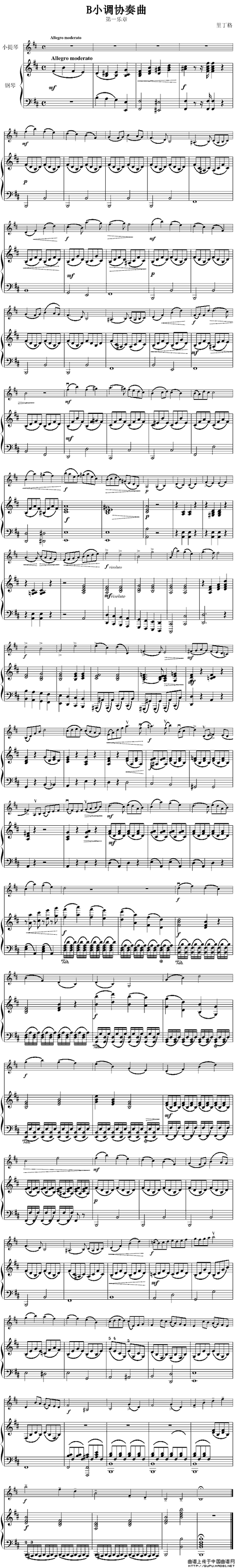 首页 提琴乐谱 正文 作品简析  《里丁格b小调小提琴协奏曲(小提琴与