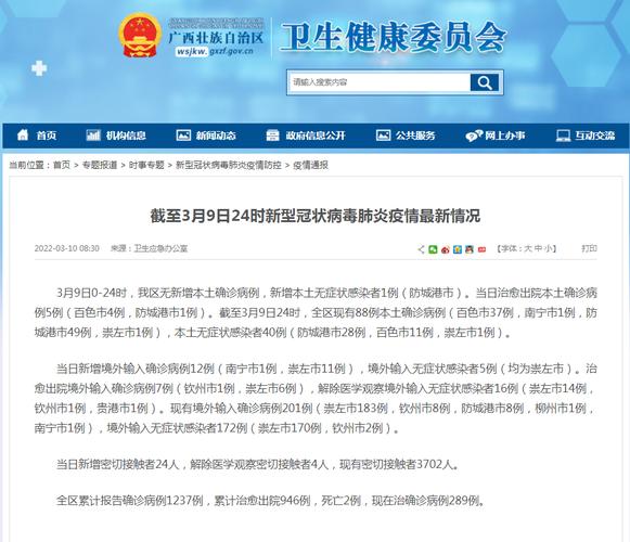 疫情通报:3月9日,广西无新增本土确诊病例