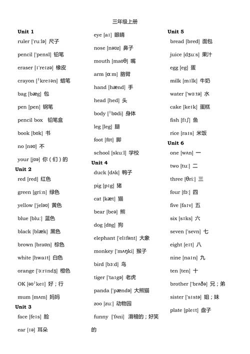 新人教版pep英语单词表(三年级至六年级全8册)