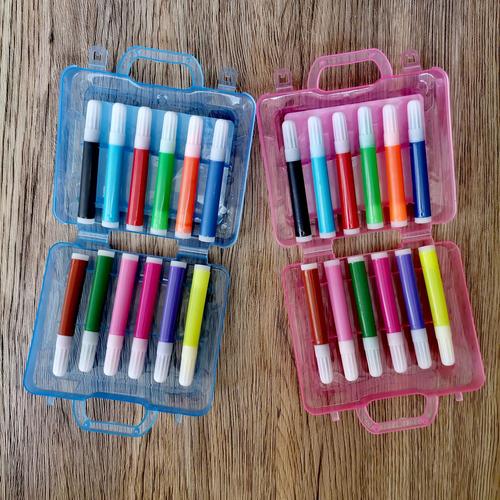 b81儿童彩色画笔盒装12色美术水彩笔幼儿园水笔学生彩笔两元店1元