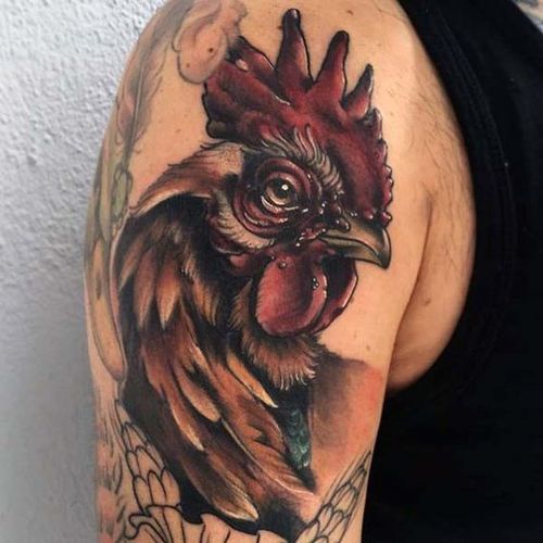 十二生肖鸡纹身动物纹身图案武汉老师傅纹身店铁木针刺青原创纹身图样