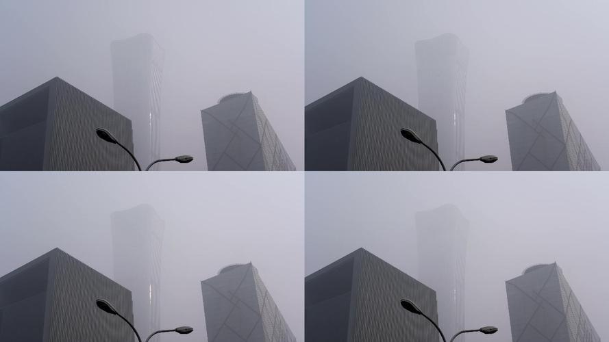 4k北京城市中国尊cbd大雾雾霾
