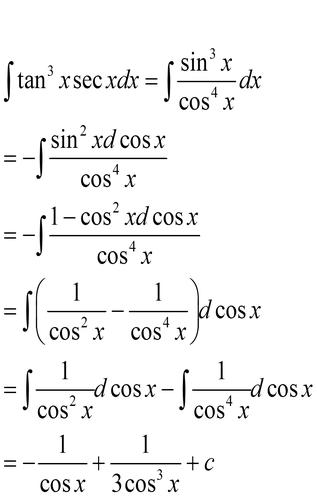 书不定积分(tanx)的三次方乘以secxdx等于多少?