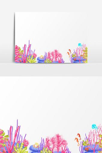 手绘珊瑚插画元素图片下载